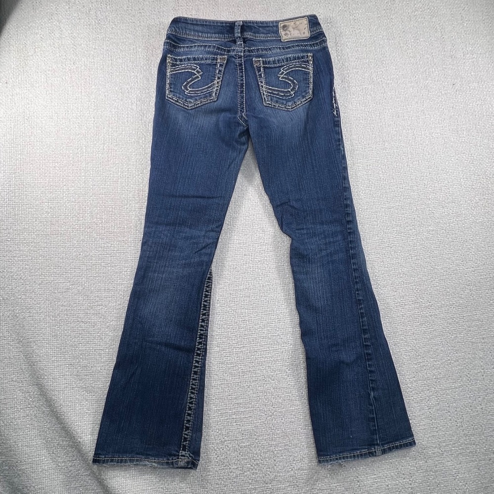 Silver Jeans Co Suki Mid Bootcut Jeans Dark Wash Contrast Stitch Blue Women 29 - Picture 2 of 10